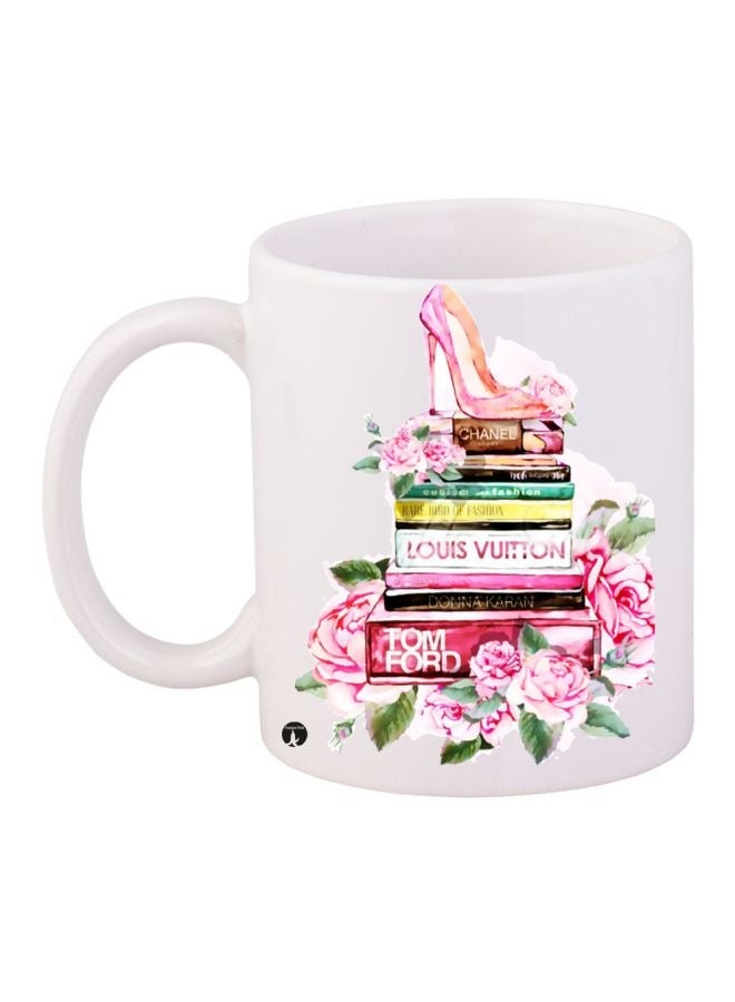 Fashion Printed Coffee Mug White/Pink/Green 11ounce