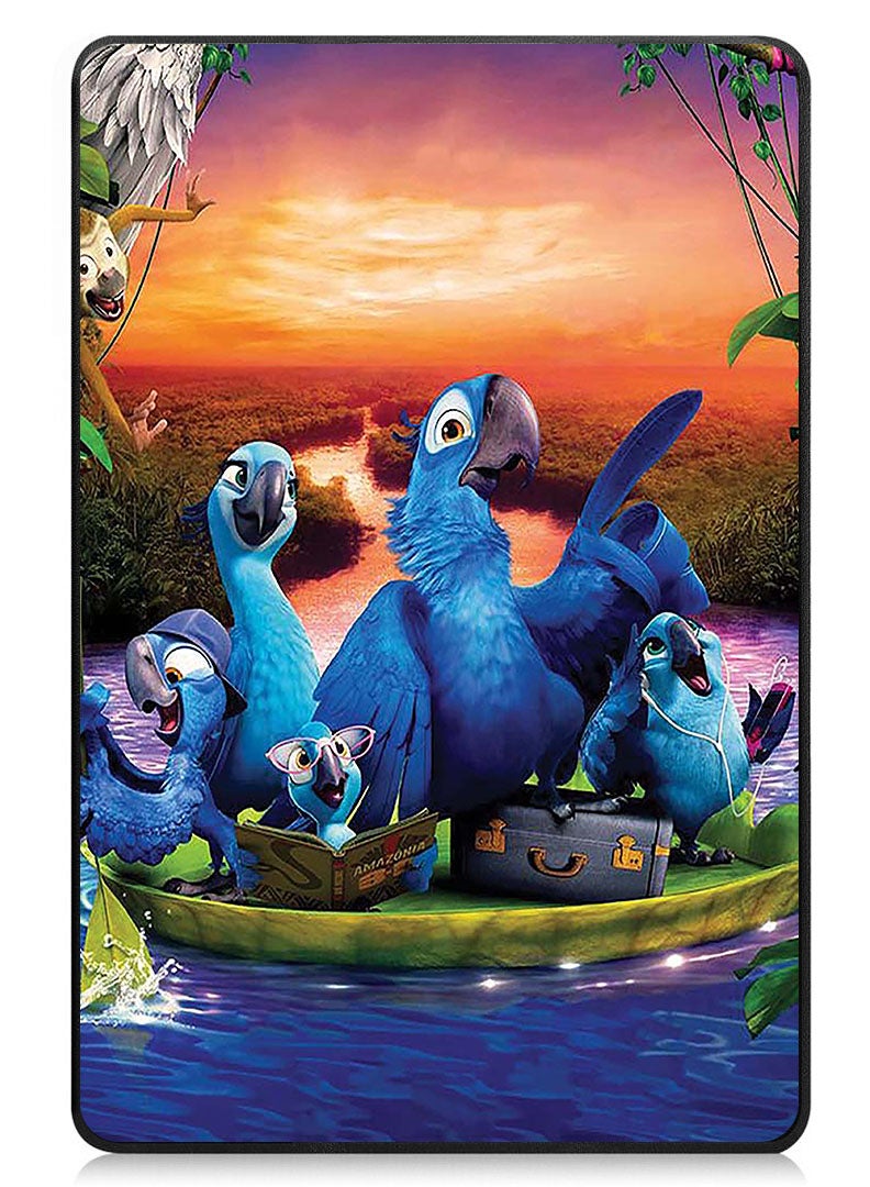 Theodor Protective Flip Case For Samsung Galaxy Tab A9 Plus With Trifold Stand Auto Wake Sleep Shockproof Cover Parrot Famiy in a Boat - Image 1