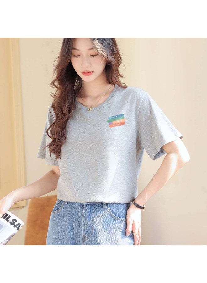 Your Sun Women'S Loose Round Neck Printed Short Sleeve T-Shirt, Summer Lightweight - Image 3