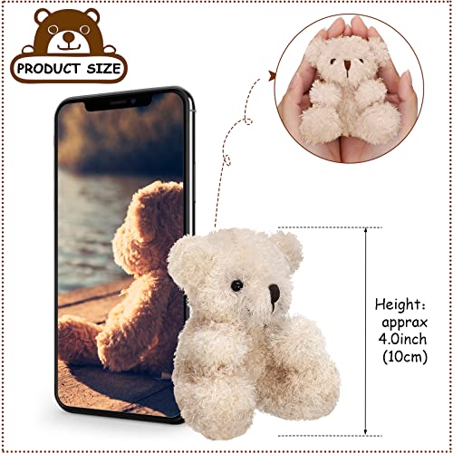 Threan 8 Pcs Mini Plush Bears 4 Small Bear Bulk Stuffed Animal Toys Tiny Soft Bear Doll Present Stuffers for Keychain Baby Shower Party Favors SuppliesBrown Apricot - Image 5