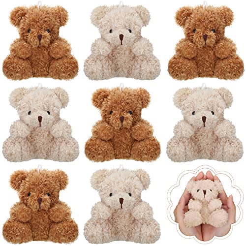 Threan 8 Pcs Mini Plush Bears 4 Small Bear Bulk Stuffed Animal Toys Tiny Soft Bear Doll Present Stuffers for Keychain Baby Shower Party Favors SuppliesBrown Apricot - Image 1