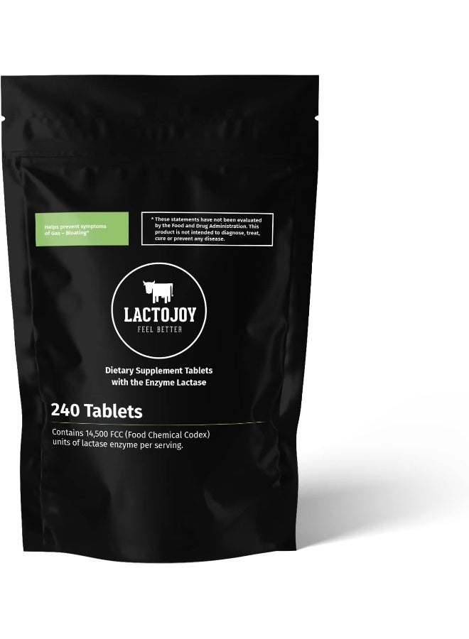 LactoJoy Lactase Pills I 240 Pieces Refill Package I Powerful Lactase Enzymes for Lactose Intolerance I Ultra Pure Lactase for Improved Digestion I 100% Vegan - Image 1