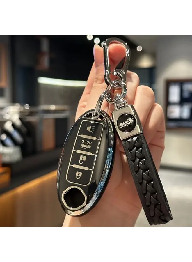 Pink TPU Key Fob Cover with Car Keychain Lanyard for Nissan Altima Maxima - Image 4
