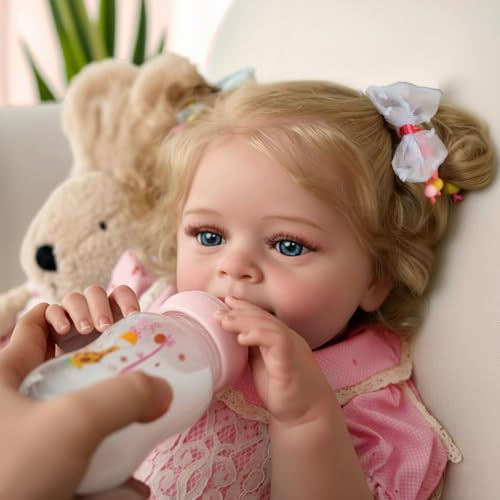 CHAREX Realistic Reborn Baby Doll Girl 20 Inch Lifelike Real Life Handmade Newborn Toddler Soft Cuddly Weighted for Pretend Creative Playtime with Blond Hair Accessories Gift Set for Kids Age 3 - Image 5