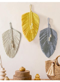 Antikiano Macrame Wall Hanging. Feather Leaf Wall Decor 3 pieces  - Image 1