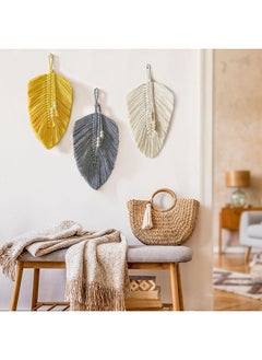 Antikiano Macrame Wall Hanging. Feather Leaf Wall Decor 3 pieces  - Image 3