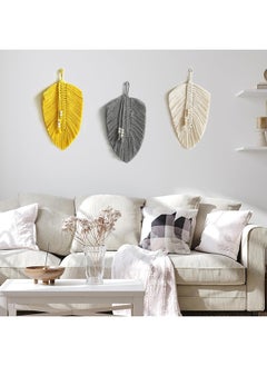 Antikiano Macrame Wall Hanging. Feather Leaf Wall Decor 3 pieces  - Image 2