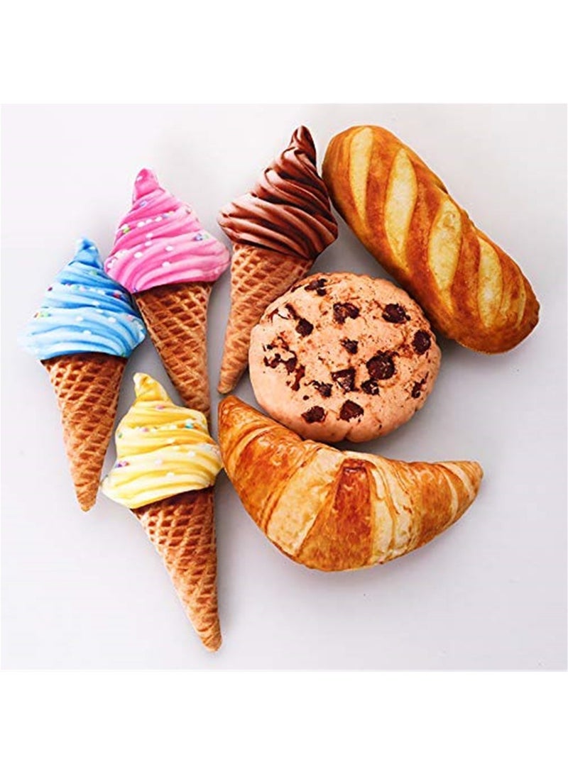 7 Pieces Anti-Bite Dog Toys, Plush Chew Squeaky Cat Pet Toys, Cookie Biscuit Ice Cream Croissant Pet Toys, Training Interactive Toys, Pet Products - Image 3