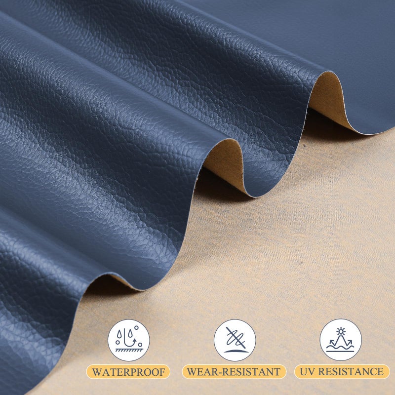 Konelia Faux Leather Fabric, 55" Wide Upholstery Fabric by The Yard Marine Vinyl Fabric Outdoor Pu Leather Waterproof Sheets Material for Crafts Sewings Sofa Wallets Handbag Earrings Bows 1 Yard Navy Blue - Image 2