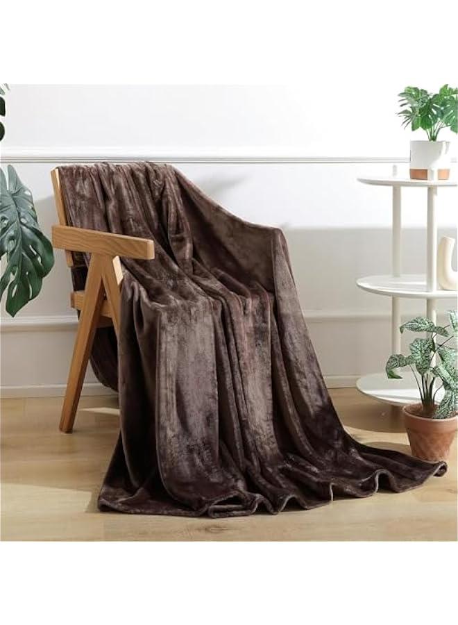 HOOKOR Fleece Blanket,280GSM Plush Throw Fuzzy Lightweigh, Super Soft Microfiber Flannel Blankets for Couch, Bed, Sofa Ultra Luxurious Warm and Cozy for All Seasons (Coffee, 200x230cm) - Image 1