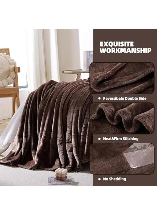 HOOKOR Fleece Blanket,280GSM Plush Throw Fuzzy Lightweigh, Super Soft Microfiber Flannel Blankets for Couch, Bed, Sofa Ultra Luxurious Warm and Cozy for All Seasons (Coffee, 200x230cm) - Image 3