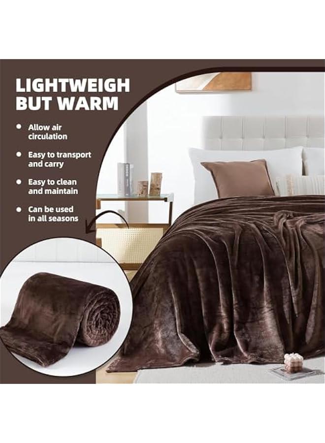 HOOKOR Fleece Blanket,280GSM Plush Throw Fuzzy Lightweigh, Super Soft Microfiber Flannel Blankets for Couch, Bed, Sofa Ultra Luxurious Warm and Cozy for All Seasons (Coffee, 200x230cm) - Image 4
