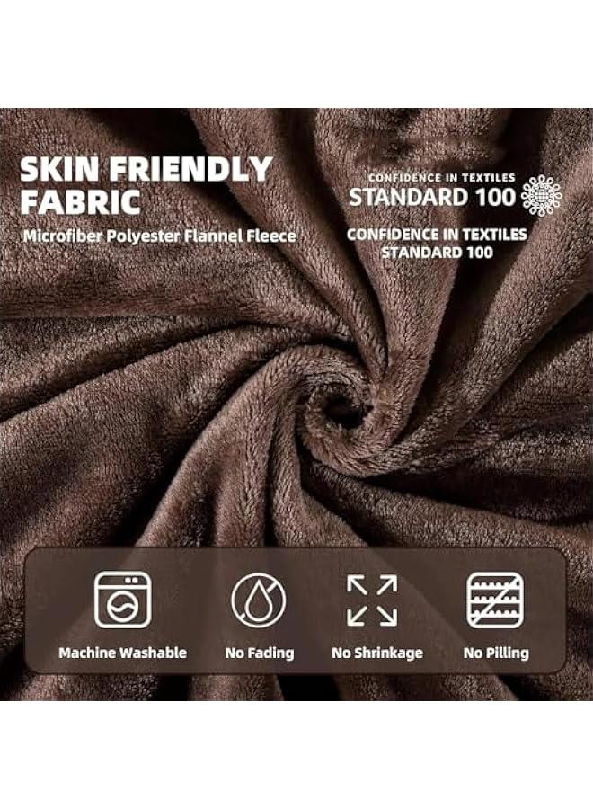 HOOKOR Fleece Blanket,280GSM Plush Throw Fuzzy Lightweigh, Super Soft Microfiber Flannel Blankets for Couch, Bed, Sofa Ultra Luxurious Warm and Cozy for All Seasons (Coffee, 200x230cm) - Image 5