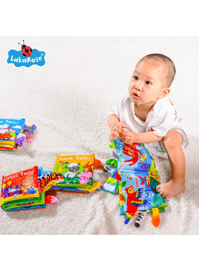 LakaRose Animal Tail Cloth Book Baby Ring Paper Cloth Book Enlightenment Early Education Cloth Book 0-1 Year Old Baby Toys-Color:Ocean Tail (English Version)  - Image 4