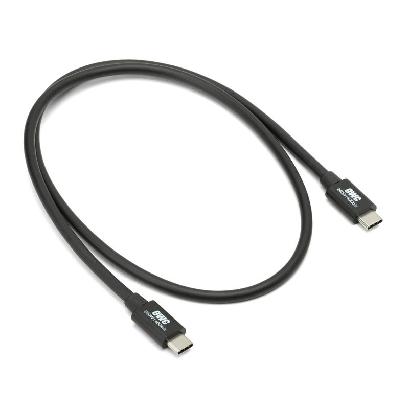 OWC كابل OWC Thunderbolt 4 و USB-C بطول 28 بوصة مع نقل بيانات بسرعة 40 جيجابت في الثانية، شحن طاقة 240 واط وقدرة فيديو 8K (أسود) - Image 1