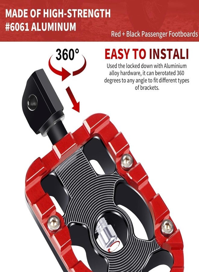 VPZMT Universal 10mm Highway Passenger Footpegs/Footrests for Harley Touring/Street Glide/Electra Glide/Road King/Road Glide (Passenger Floor Boards-RED) - Image 3