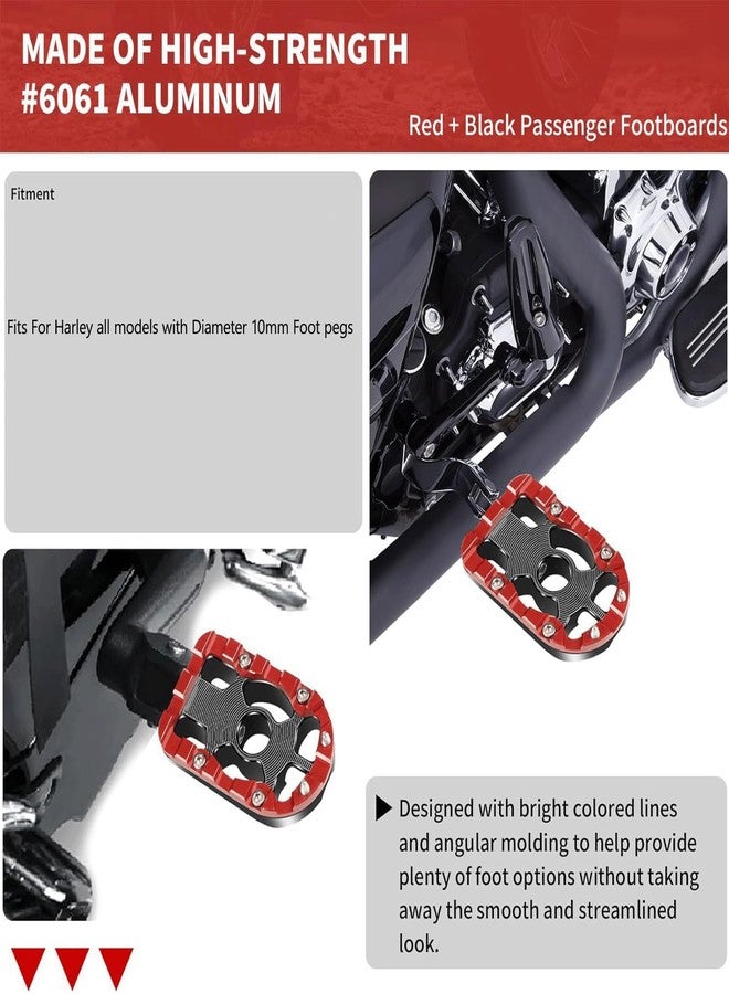 VPZMT Universal 10mm Highway Passenger Footpegs/Footrests for Harley Touring/Street Glide/Electra Glide/Road King/Road Glide (Passenger Floor Boards-RED) - Image 5