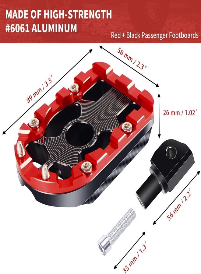 VPZMT Universal 10mm Highway Passenger Footpegs/Footrests for Harley Touring/Street Glide/Electra Glide/Road King/Road Glide (Passenger Floor Boards-RED) - Image 2