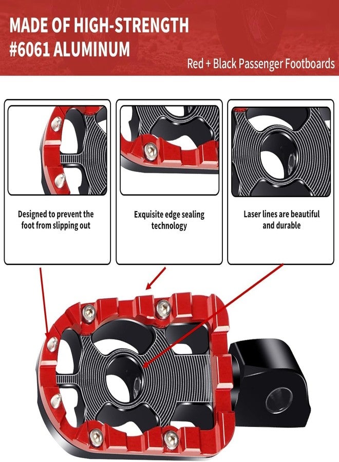 VPZMT Universal 10mm Highway Passenger Footpegs/Footrests for Harley Touring/Street Glide/Electra Glide/Road King/Road Glide (Passenger Floor Boards-RED) - Image 4