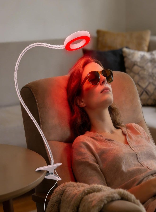 Aumtrly Red Light Therapy for Face and Body Use, 660nm Red and 850nm Near Infrared Red Light Therapy Lamp with Clip and Angle Adjustable, Small and Portable, Suitable for Home or Travel Use, White - Image 1