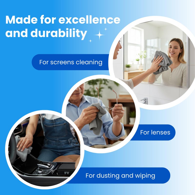 Miraclean Microfiber Cleaning Cloth Grey 12 Pack Premium Microfiber Towels for Cars, Lint Free, Scratch-Free, Highly Absorbent, Reusable Cleaning Rags for Car, 320 GSM Household, Kitchen, Window, 12" x 12" - Image 4