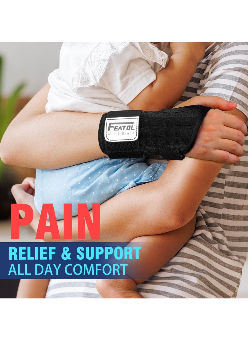 FEATOL 2 Pack Carpal Tunnel Wrist Brace For Work With Wrist Splint, Adjustable Wrist Guard Daytime Support For Women Men, Pain Relief For Pregnancy, Typing, Arthritis, Tendonitis, Right Hand Left Hand  - Image 5