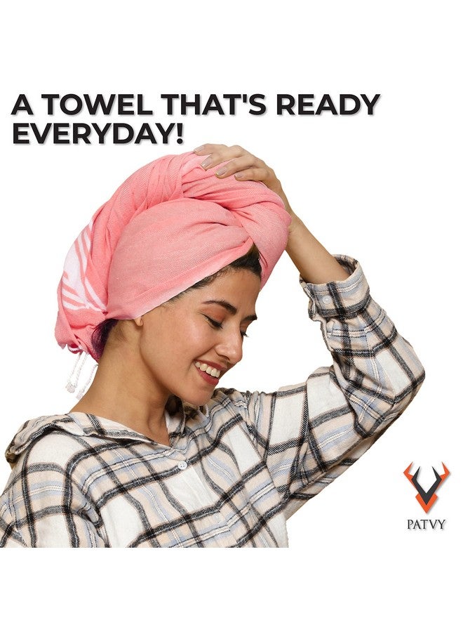 PATVY Bath Towels| Light Weight Turkish Style Bath Towels For Men Large Size Cotton|75 X 150Cm Quick Absorption &Faster Drying Bath Towel For Women| 100% Cotton (Pack Of 2, Royal Blue & Pink), 90 TC - Image 5