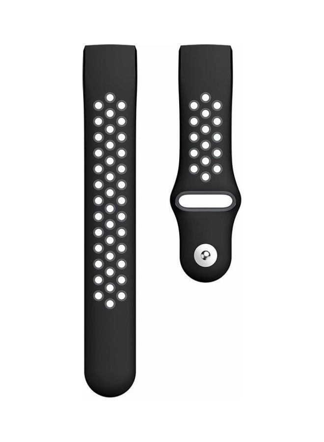 NIBEMINENT Round Hole Silicone Wrist Strap WatchBand for Fitbit Charge 3 130-195mm Grey/Black - Image 3