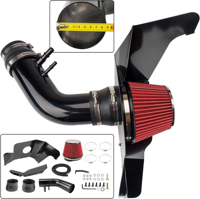 ZonCar Cold Air Intake System High Flow Inlet for Mustang 3.7L V6 2015-2017 Red - Image 2