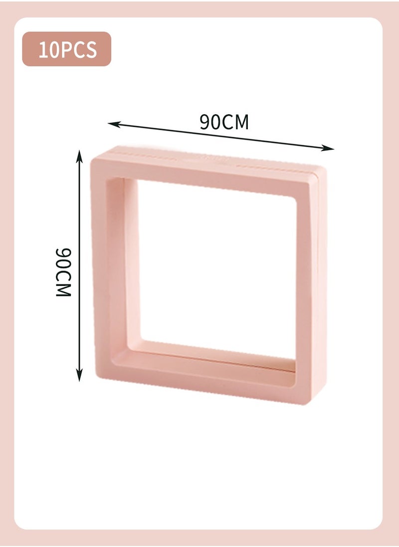 Beirui - 10 PCS Jewelry Box Storage Holder Plastic With Portable Travel Clear Jewelry Organizer, 3D Floating Frame Display, Stackable Jewelry Storage Case for Rings Earrings Bracelets Gift Box, Pink 9*9cm - Image 1