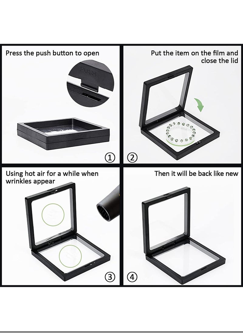 Beirui - 10 PCS Jewelry Box Storage Holder Plastic With Portable Travel Clear Jewelry Organizer, 3D Floating Frame Display, Stackable Jewelry Storage Case for Rings Earrings Bracelets Gift Box, Pink 9*9cm - Image 1