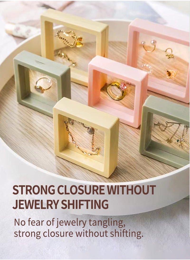 Beirui - 10 PCS Jewelry Box Storage Holder Plastic With Portable Travel Clear Jewelry Organizer, 3D Floating Frame Display, Stackable Jewelry Storage Case for Rings Earrings Bracelets Gift Box, Pink 9*9cm - Image 1