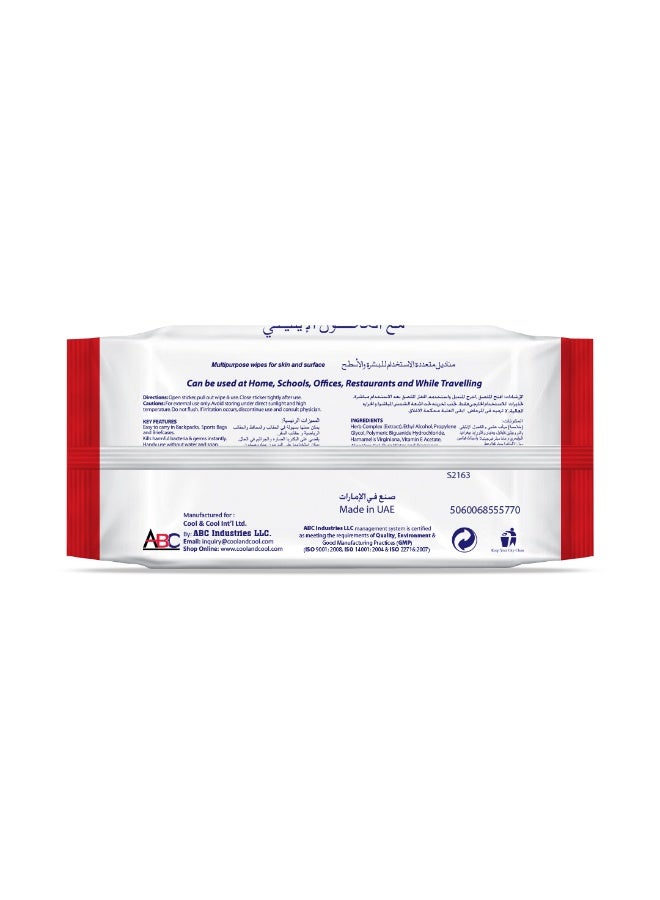 Cool & Cool Sanitizing Wipes - 15'S - Antibacterial Skin Wipes With Vitamin E,Kills 99.9% Germs,Convenient For Use,Aloe Vera Gel & Herb Extract,Moisturizing And Nourishing - Image 2