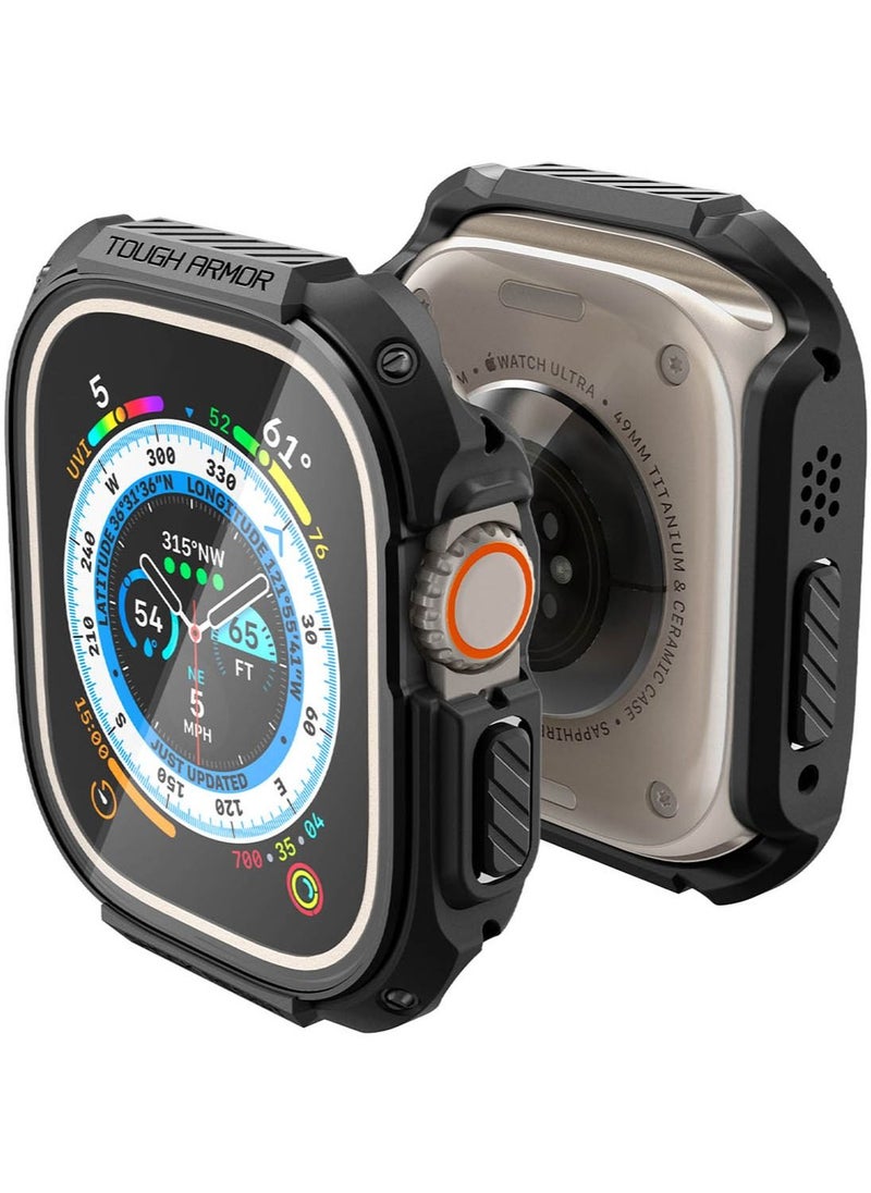 Spigen Tough Armor Apple Watch Ultra (49mm) Case Cover with Built-in Tempered Glass Screen Protector - Black  - Image 1