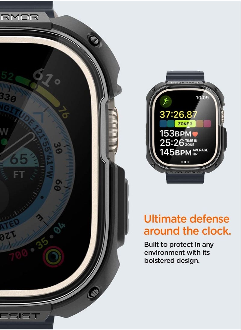 Spigen Tough Armor Apple Watch Ultra (49mm) Case Cover with Built-in Tempered Glass Screen Protector - Black  - Image 3