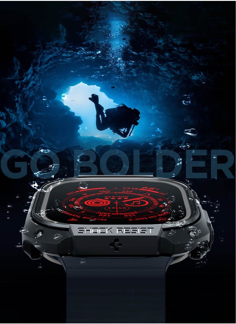Spigen Tough Armor Apple Watch Ultra (49mm) Case Cover with Built-in Tempered Glass Screen Protector - Black  - Image 2