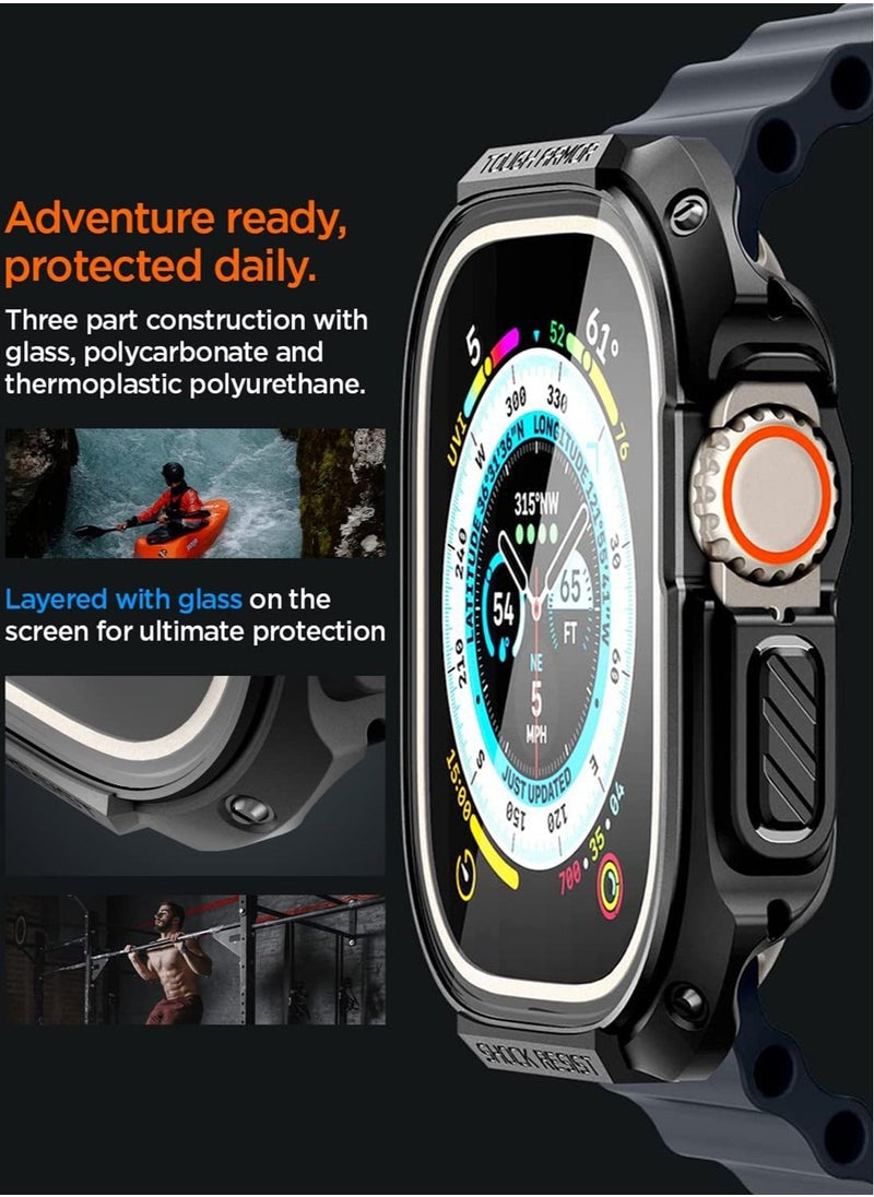 Spigen Tough Armor Apple Watch Ultra (49mm) Case Cover with Built-in Tempered Glass Screen Protector - Black  - Image 4