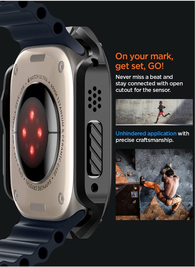 Spigen Tough Armor Apple Watch Ultra (49mm) Case Cover with Built-in Tempered Glass Screen Protector - Black  - Image 5