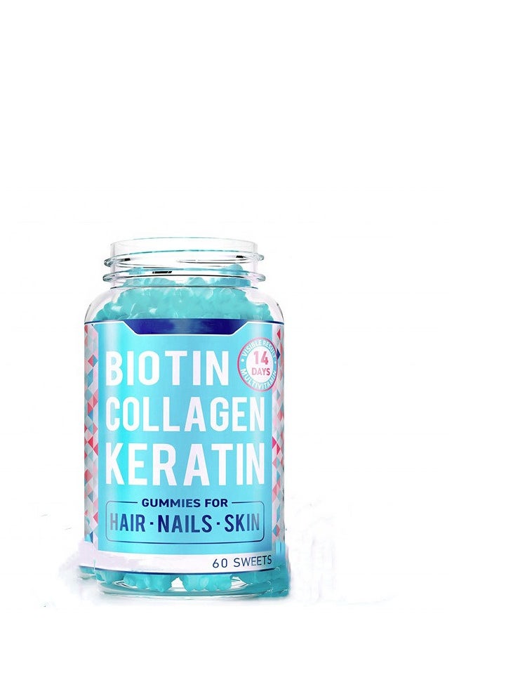 Biotin - Hair Skin & Nails Natural Fruit 60 Vegan Gummies - Image 1