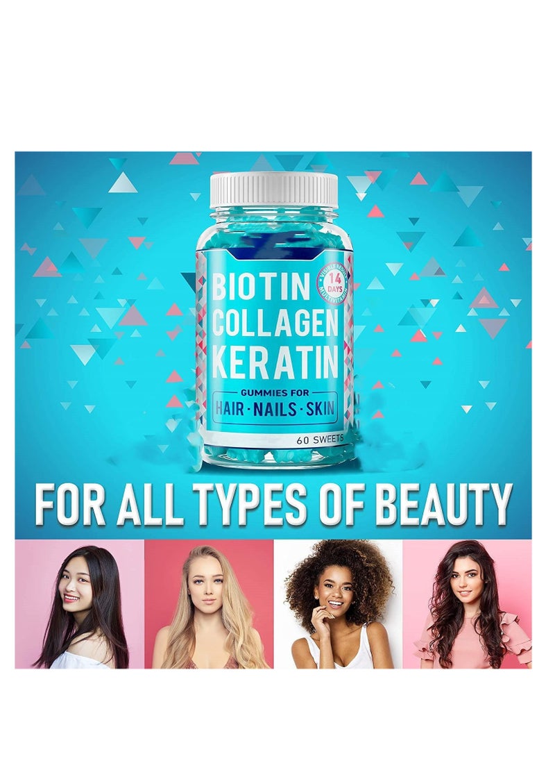 Biotin - Hair Skin & Nails Natural Fruit 60 Vegan Gummies - Image 1
