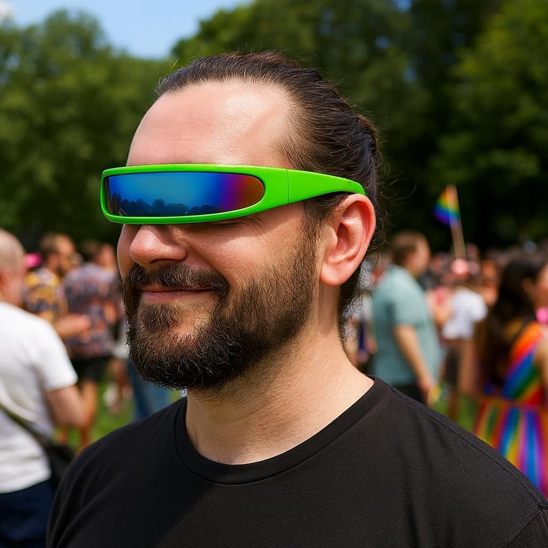 zeroUV Store - Futuristic Narrow Cyclops Color Mirrored Lens Visor Sunglasses - Image 3
