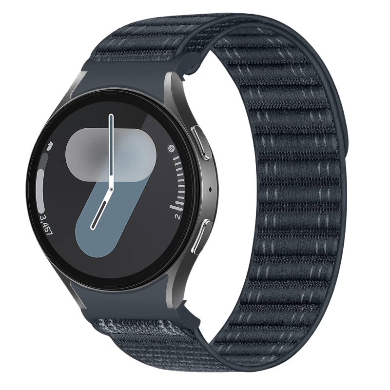 سوار ساعة ذكية سوار نايلون حلقي متوافق مع Samsung Galaxy Watch 7 بملاءمة قابلة للتعديل وحزام بديل باللون أزرق قابل للتعديل - Image 1