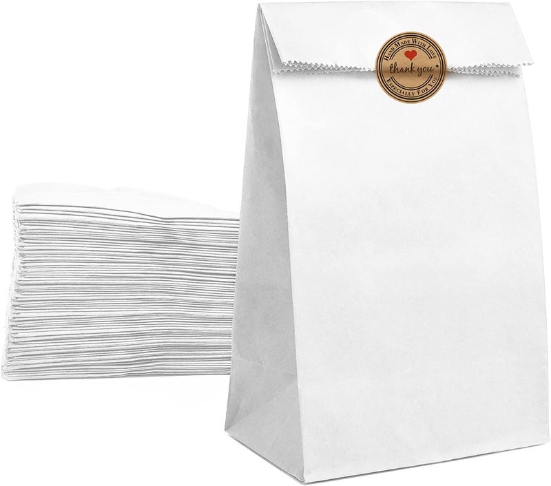 Mintboo Paper Lunch Bags 100 Count Large White 8LB Sacks Strong for Small Business - Image 1