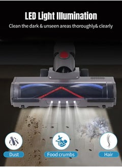 Beauenty Vacuum Cleaner Accessories for Vacuum Cleaner, Hardwood Floor Attachment with LED Headlight, V Shape Turbine Bristle Roller Brush Cleaning Head Replacement  - Image 2