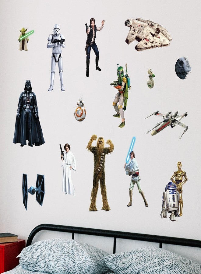 WALL PALZ Star Wars Wall Decals - Set of 17 Removable Vinyl Stickers for Kids Bedroom Playroom Bathroom - Peel and Stick Room Décor - Image 1
