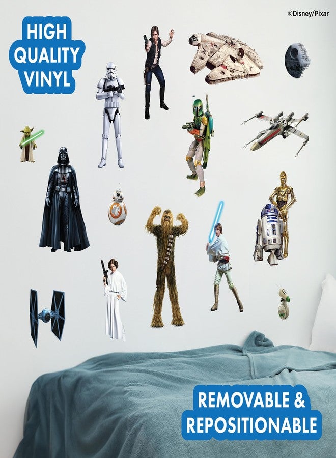 WALL PALZ Star Wars Wall Decals - Set of 17 Removable Vinyl Stickers for Kids Bedroom Playroom Bathroom - Peel and Stick Room Décor - Image 2
