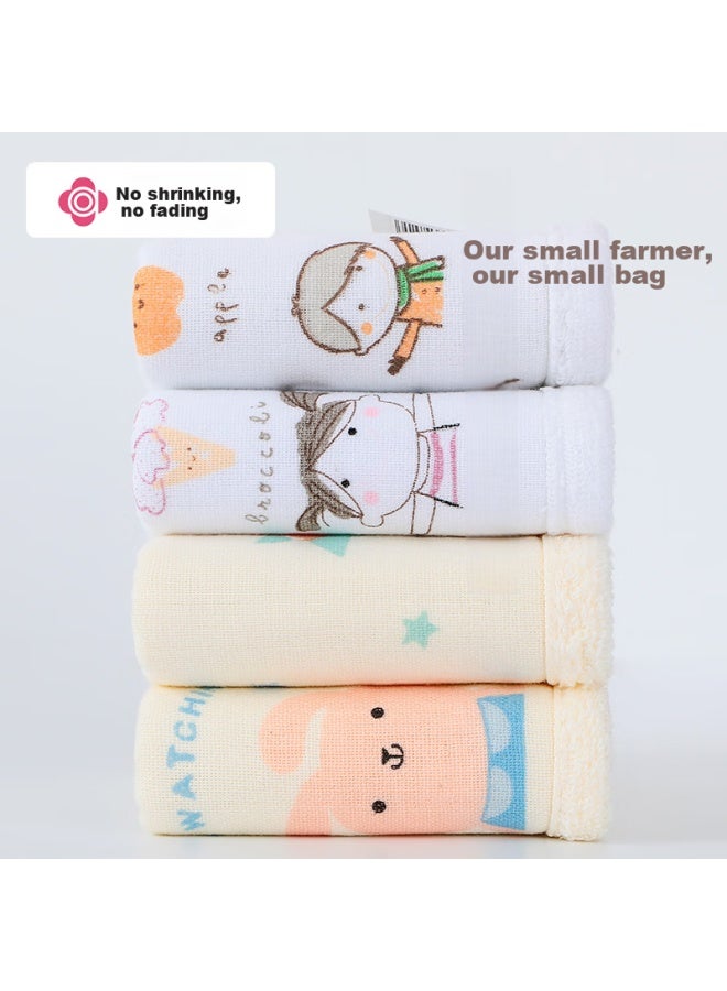 Grace Jieliya Cartoon Print Pure Cotton Class A Baby Face Towel, Bath Towel, One Side Gauze, One Side Terry Cloth, Small Towel, 4 Pieces - Image 5