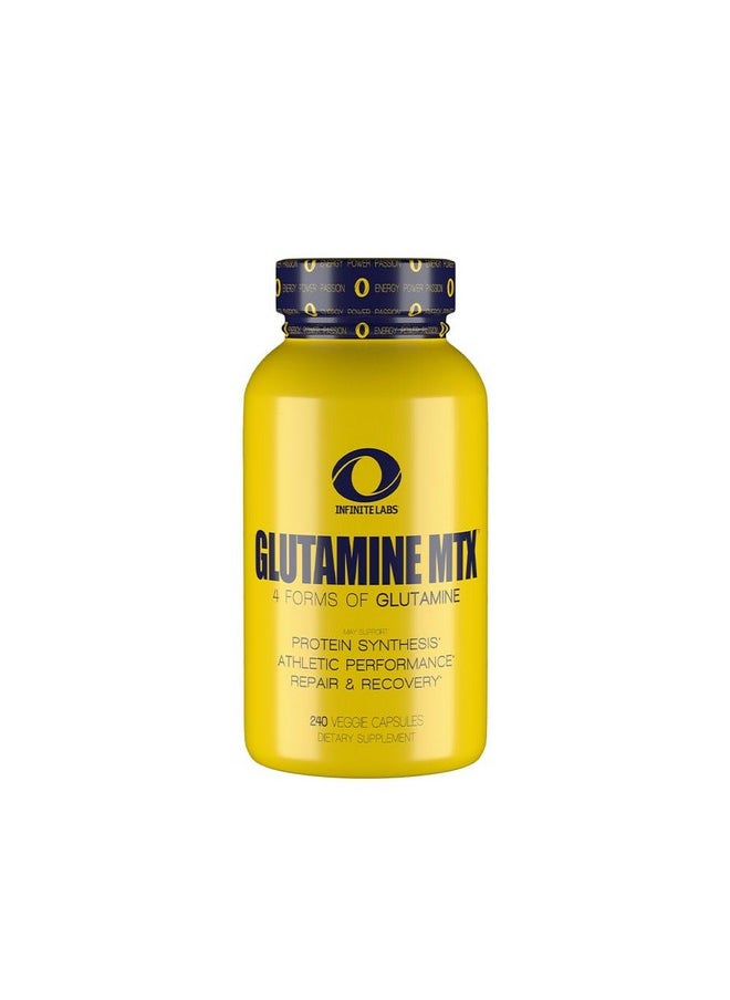 Infinite Labs Glutamine Mtx - Glutamine Capsules - L-Glutamine + L-Glutamine Alpha Keto Glutarate + N-Acetyl L-Glutamine + L-Glutamine Peptides - 240-Capsules  - Image 1