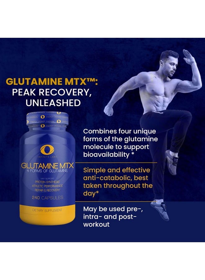 Infinite Labs Glutamine Mtx - Glutamine Capsules - L-Glutamine + L-Glutamine Alpha Keto Glutarate + N-Acetyl L-Glutamine + L-Glutamine Peptides - 240-Capsules  - Image 3