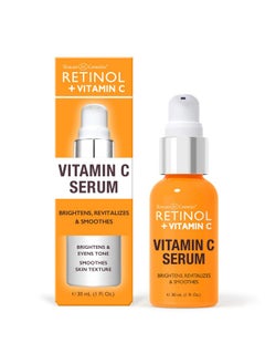 RETINOL Retinol + Vitamin C Face Serum - Anti Aging Facial Serum, Evens Skin Tone, Diminishes Fine Lines and Wrinkles, Sun Damage & Dark Spots, Restores Radiance, Locks In Moisture - 1 FL. Oz  - Image 1